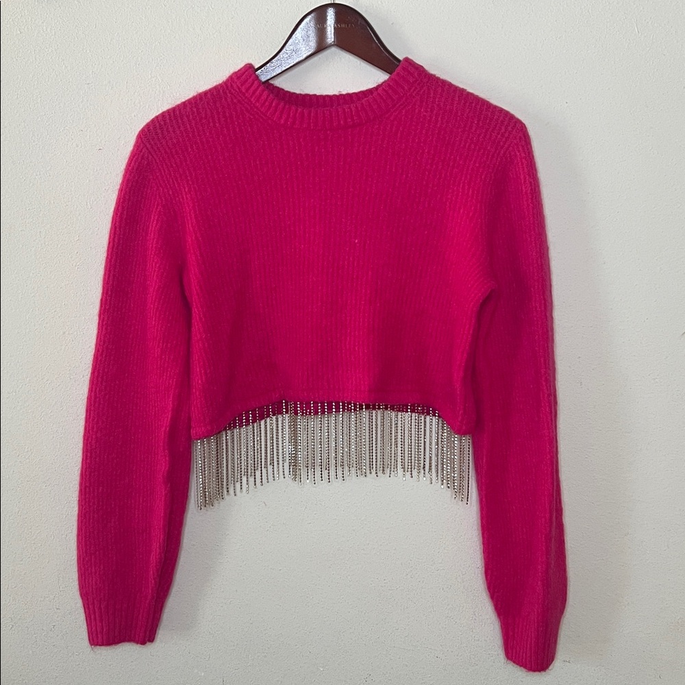 House of Harlow 1960 Pink Sweater Rhinestones Sparkle Size Small Barbie Party